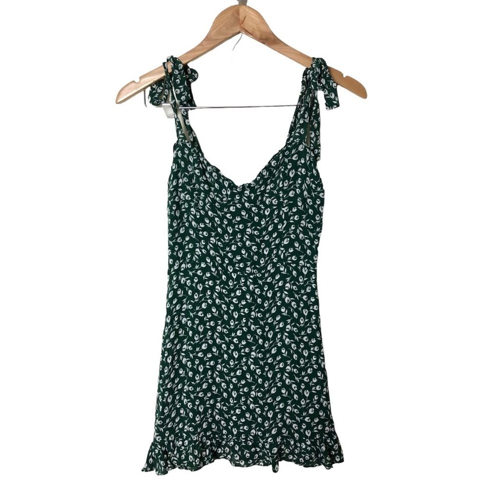 Reformation Green White Mini Christine Dress 6